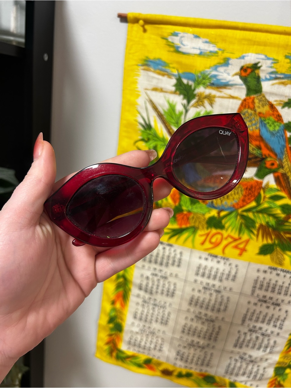 Quay Australia Translucent Burgundy Cat-Eye Sunglasses